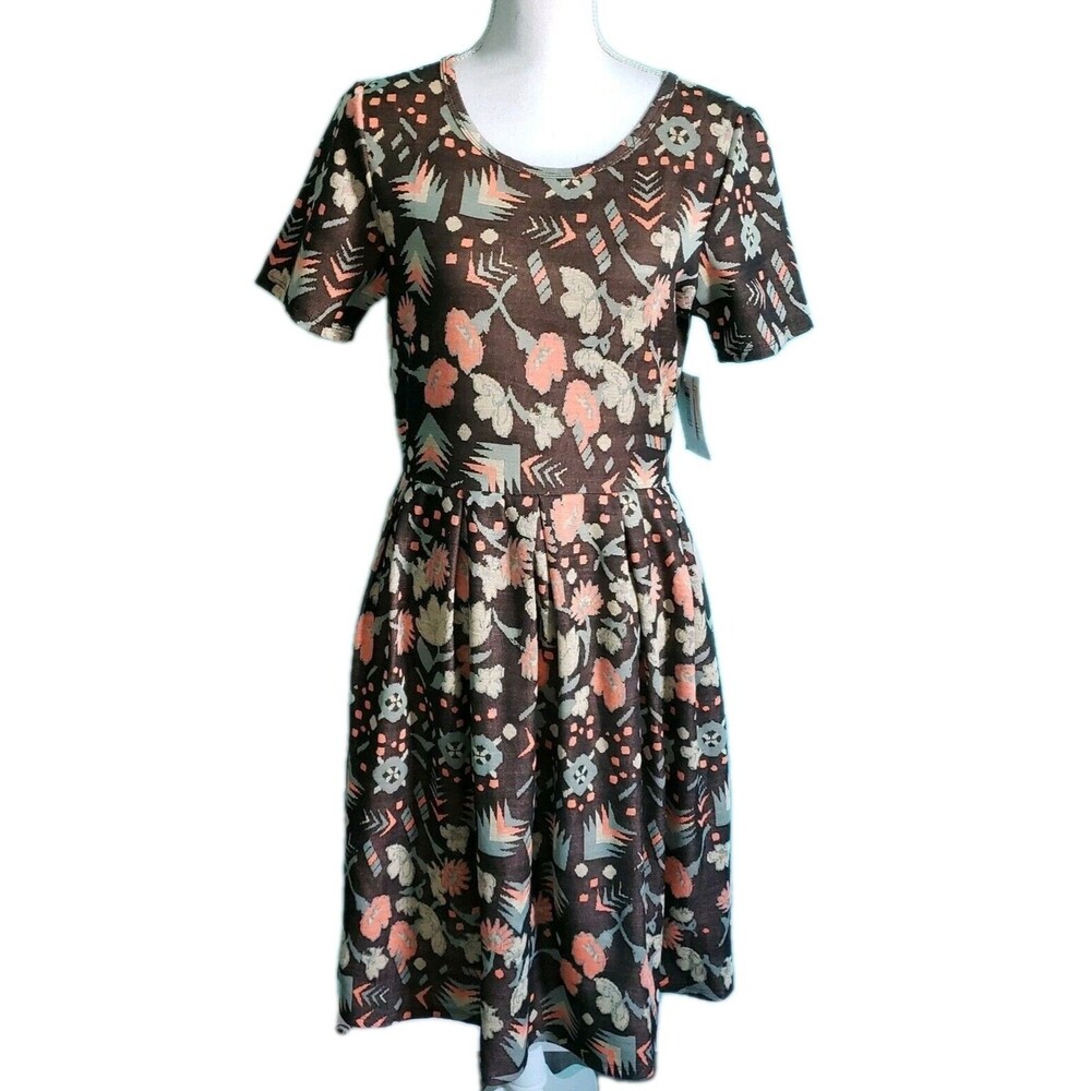 LuLaRoe Amelia Dress Women's Floral Short Sleeve Pocket Boho Multicolor XL